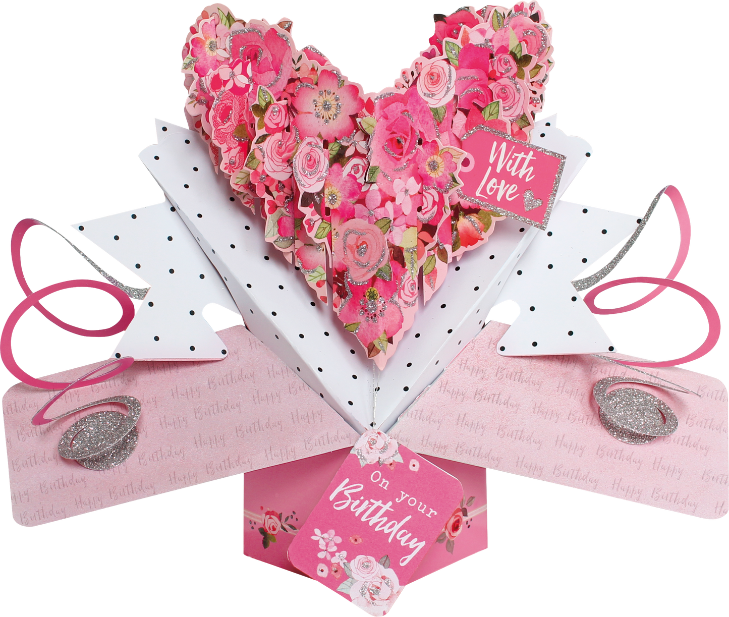 Roses Heart Birthday Pop-Up Greeting Card