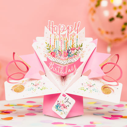 Happy Birthday Cake Pop-Up Greeting Card