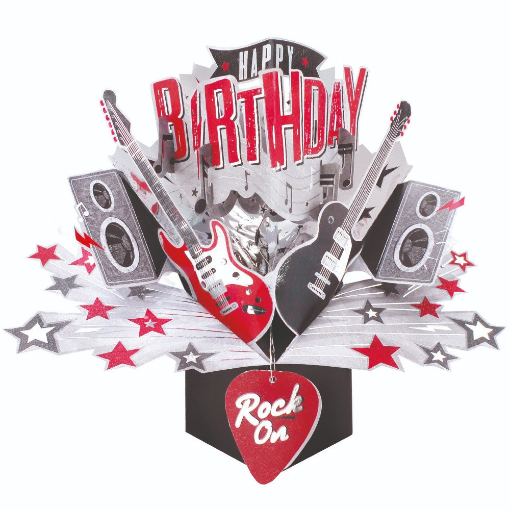 Happy Birthday Rock Guitar Pop-Up Greeting Card