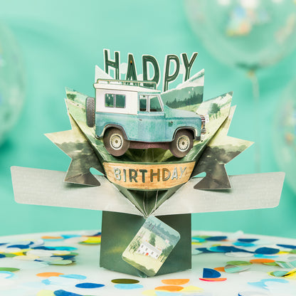 Happy Birthday Jeep Pop-Up Greeting Card
