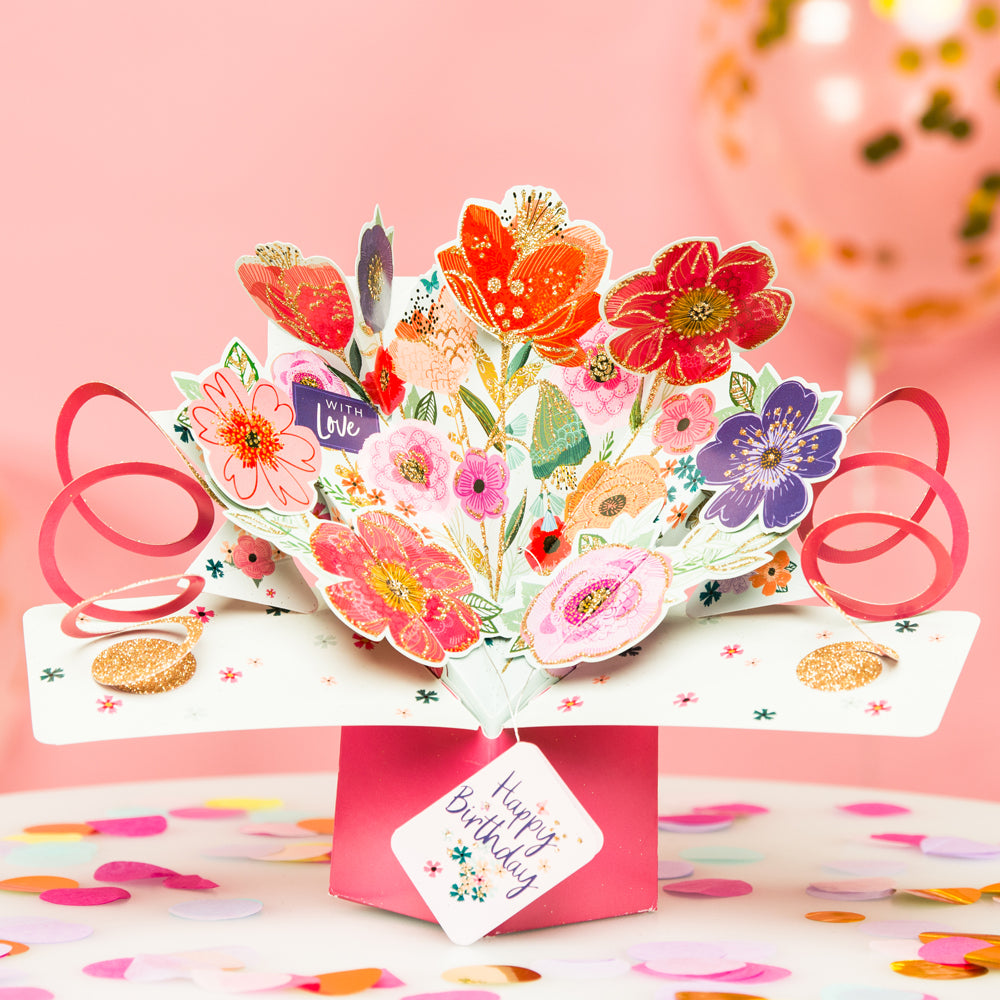 Birthday Flowers Pop-Up Greeting Card