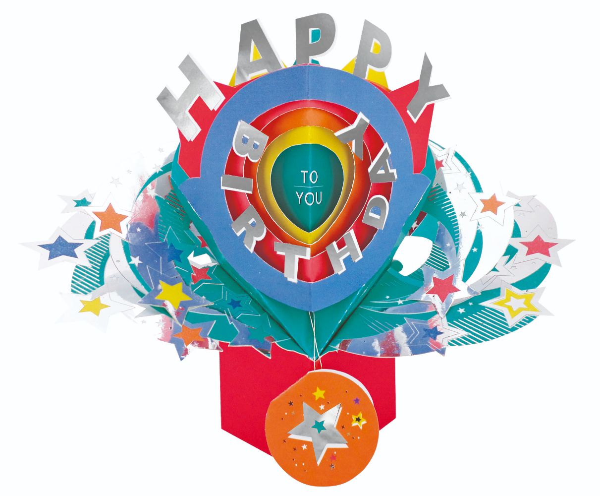 Happy Birthday Stars Pop-Up Greeting Card