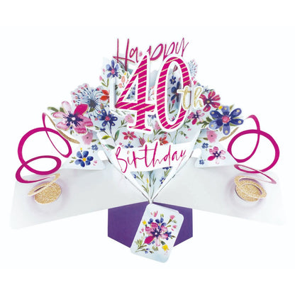 Happy 40th Birthday Pop-Up Greeting Card