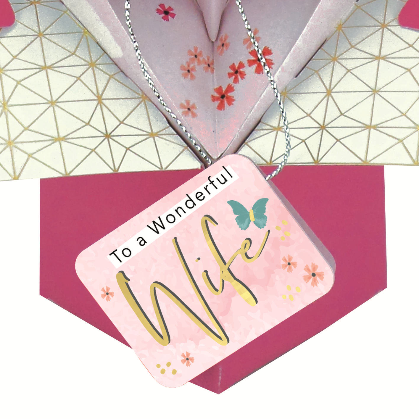 White Cotton Cards Geburtstagskarte „Wonderful Wife“ Zum 65. – Handgemacht Mit Strass, 16x16 Cm, Inkl. Umschlag