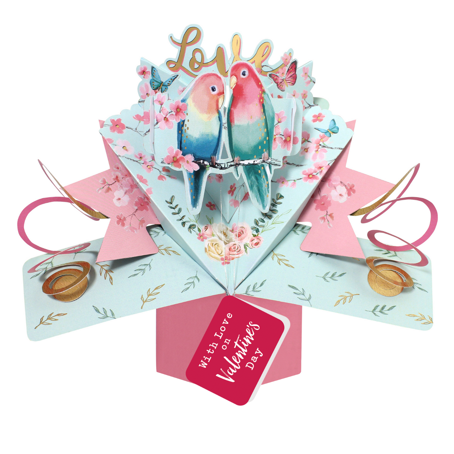 Love Birds With Love On Valentine's Day Pop Up Card