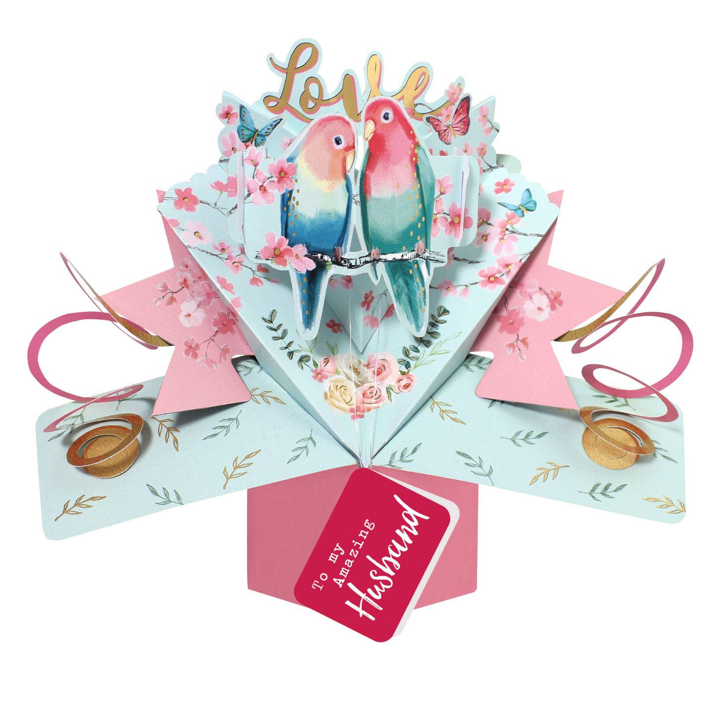 Love Birds To My Husband Pop Up Anniversary Card