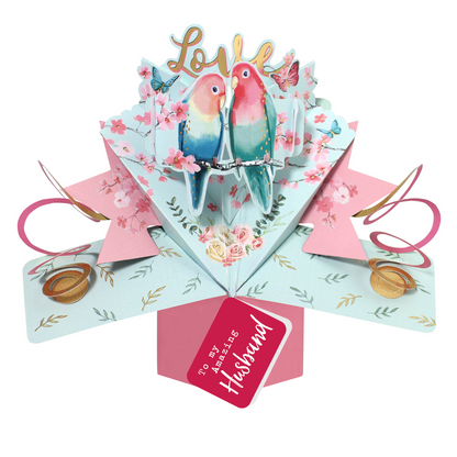 Love Birds To My Husband Pop Up Anniversary Card