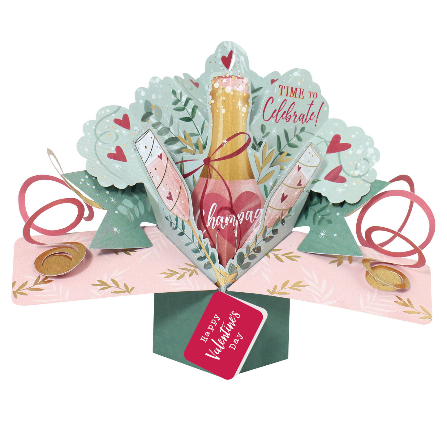 Pop Up Time To Celebrate Happy Valentine's Day Greeting Card