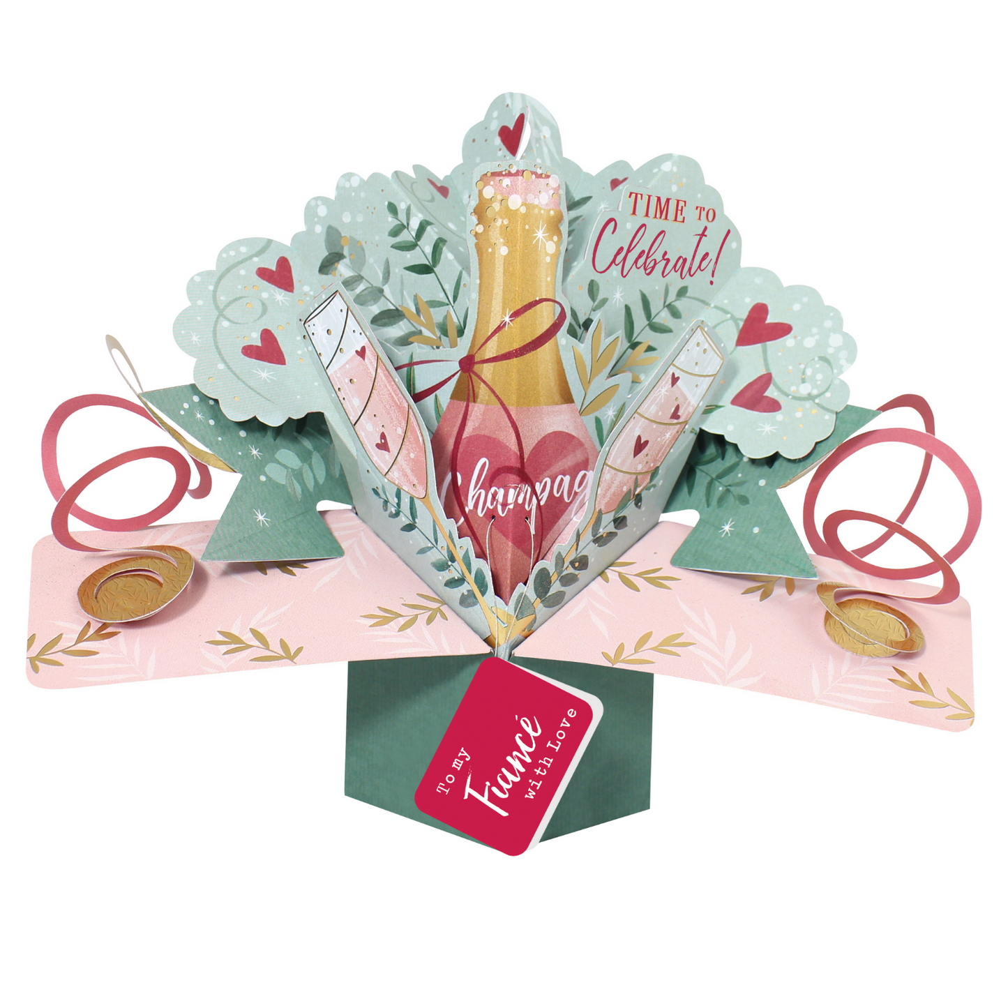 Pop Up Time To Celebrate To My Fiance With Love Greeting Card