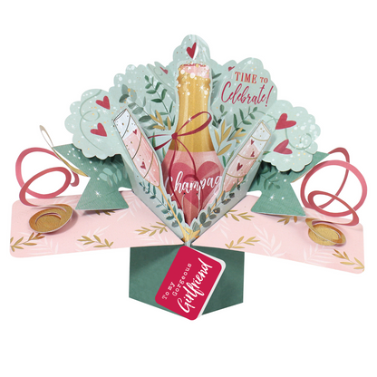 Pop Up Time To Celebrate To Gorgeous Girlfriend Greeting Card