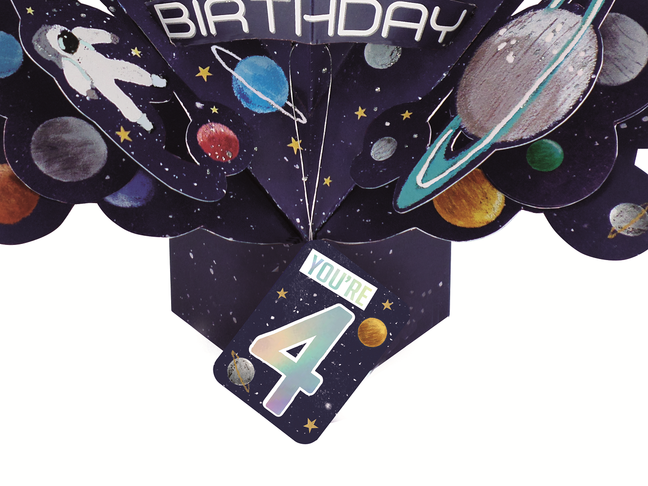 You're 4 Space Rocket 4th Birthday Pop-Up Greeting Card