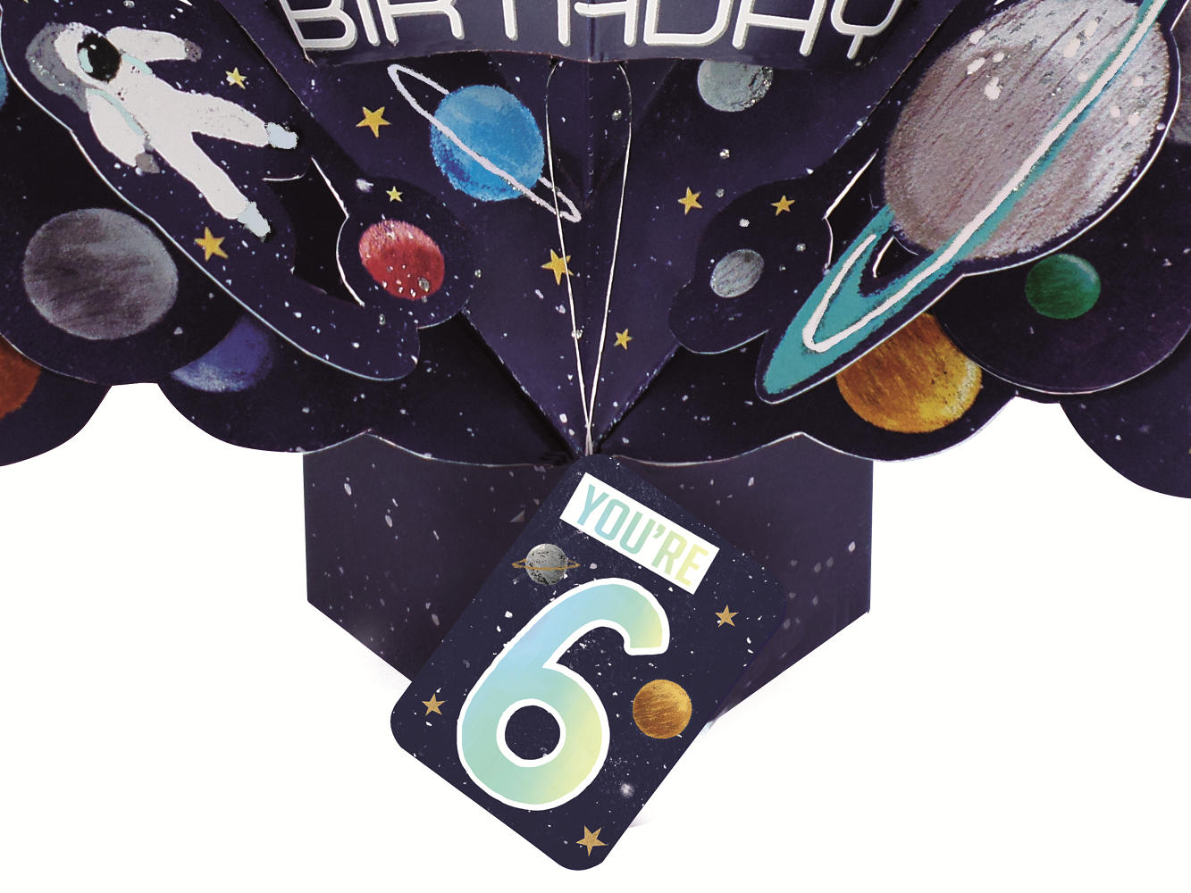 You're 6 Space Rocket 6th Birthday Pop-Up Greeting Card