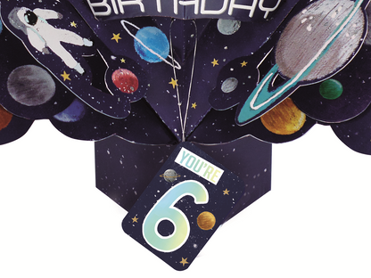 You're 6 Space Rocket 6th Birthday Pop-Up Greeting Card