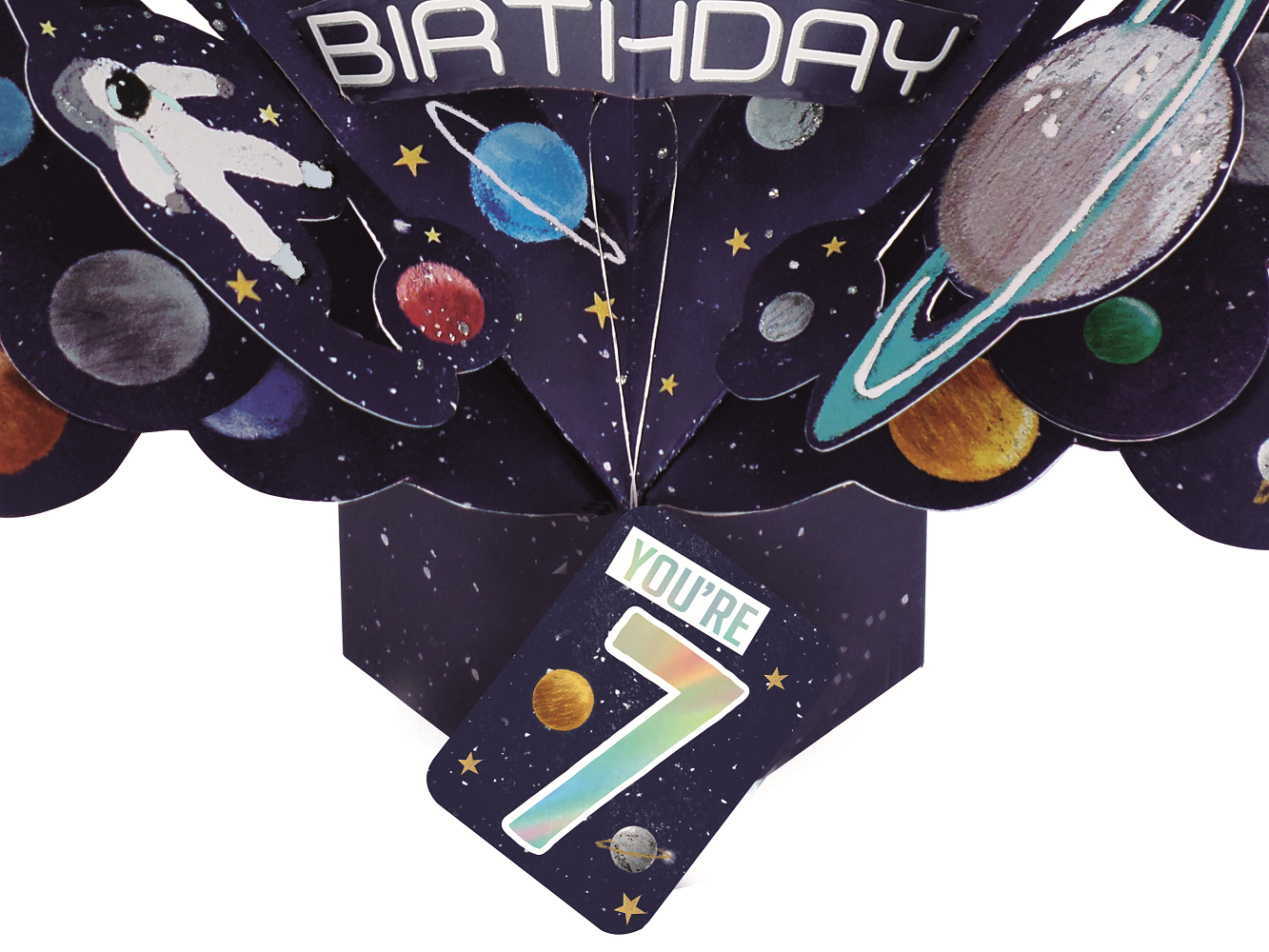 You're 7 Space Rocket 7th Birthday Pop-Up Greeting Card