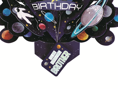 Amazing Brother Space Rocket Birthday Pop-Up Greeting Card