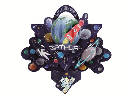 Great Grandson Space Rocket Birthday Pop-Up Greeting Card