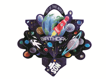 Special Son Space Rocket Birthday Pop-Up Greeting Card