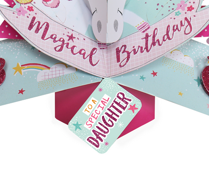Special Daughter Magical Unicorn Birthday Pop-Up Greeting Card