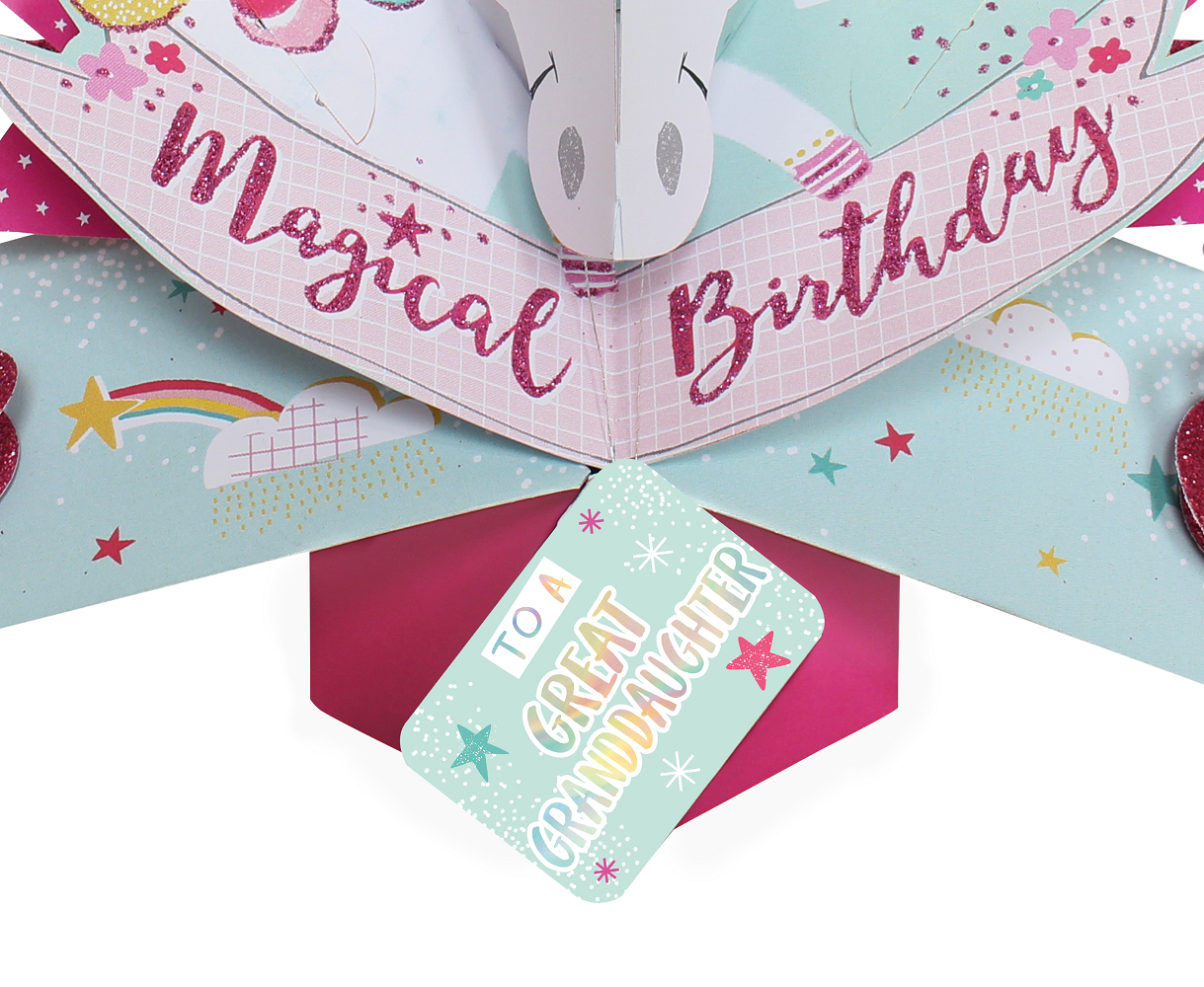 Great Granddaughter Magical Unicorn Birthday Pop-Up Greeting Card