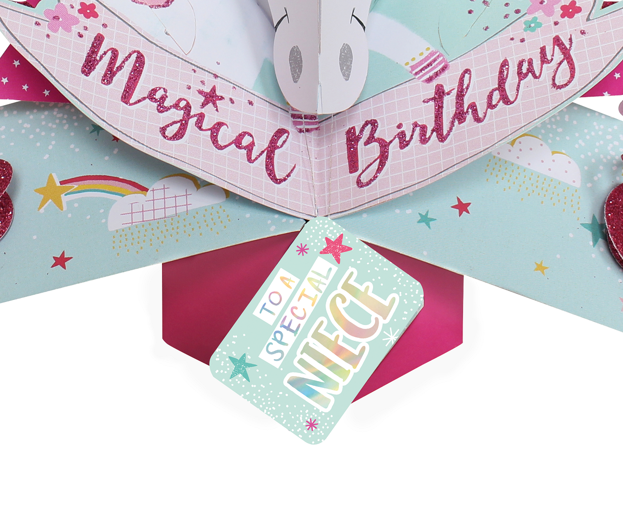 Special Niece Magical Unicorn Birthday Pop-Up Greeting Card