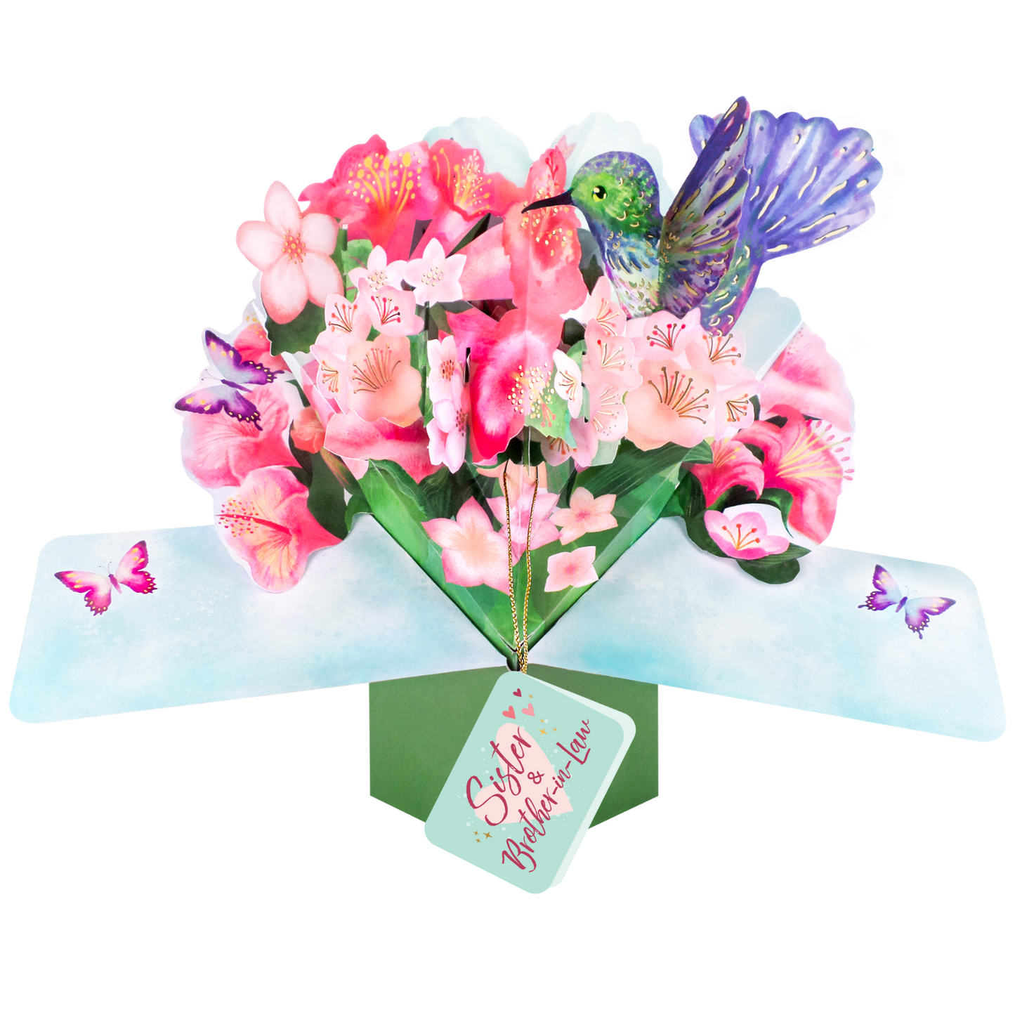 Pop Up Hummingbird & Flowers Sister & Brother-In-Law Card