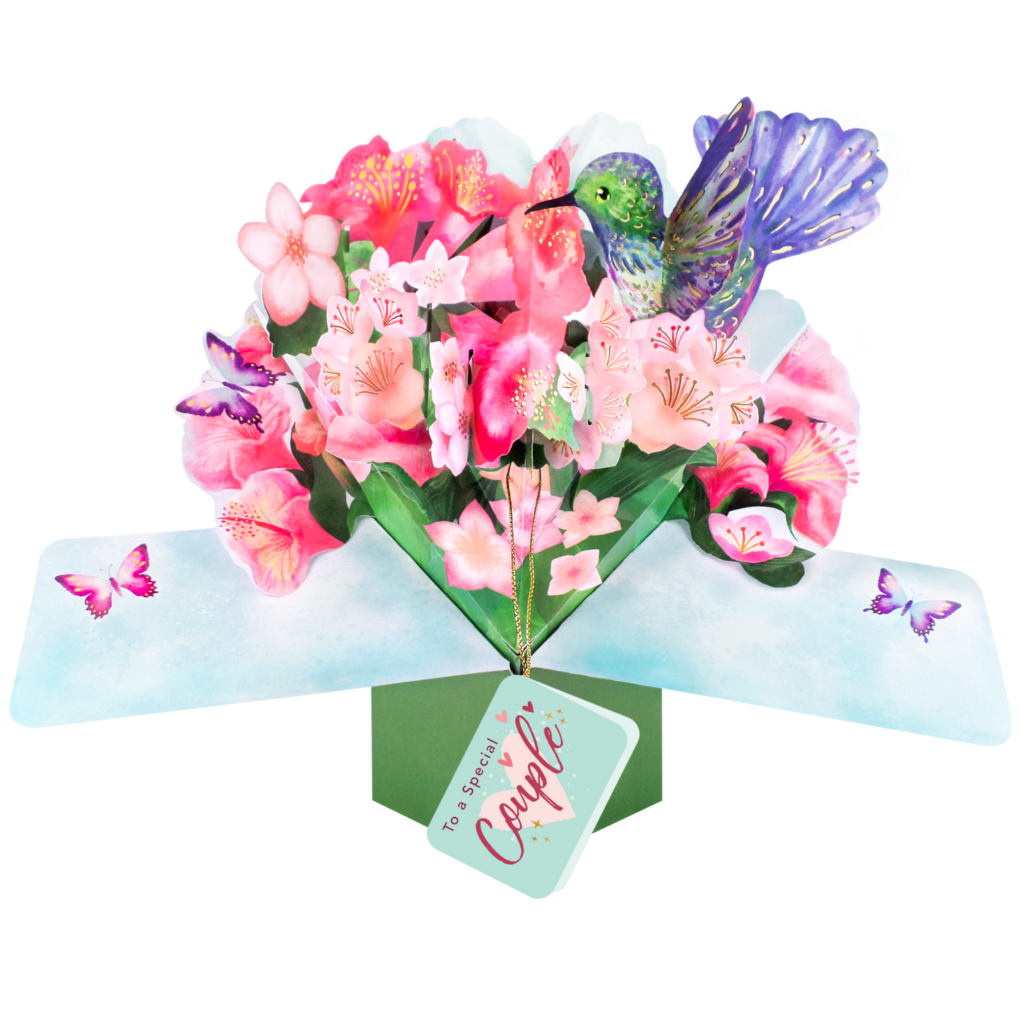 Pop Up Hummingbird & Flowers To A Special Couple Card