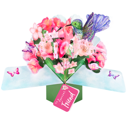 Pop Up Hummingbird & Flowers To A Special Friend Card