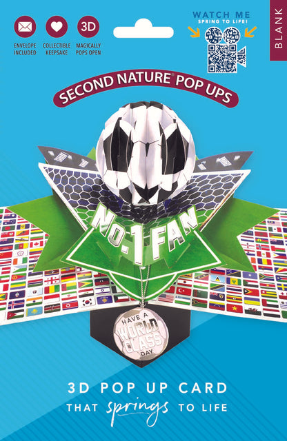 Football No.1 Fan Pop Up Greeting Card With World Cup Flags