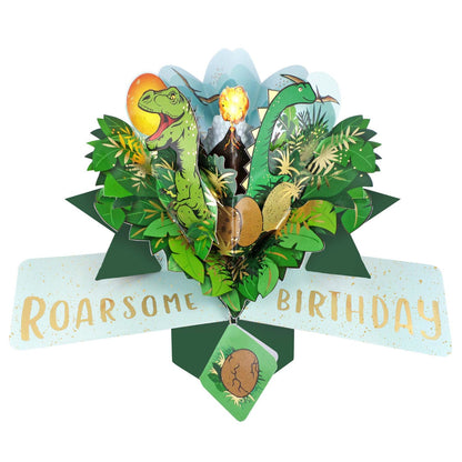 Roarsome Birthday Pop Up Birthday Greeting Card With Dinosaurs