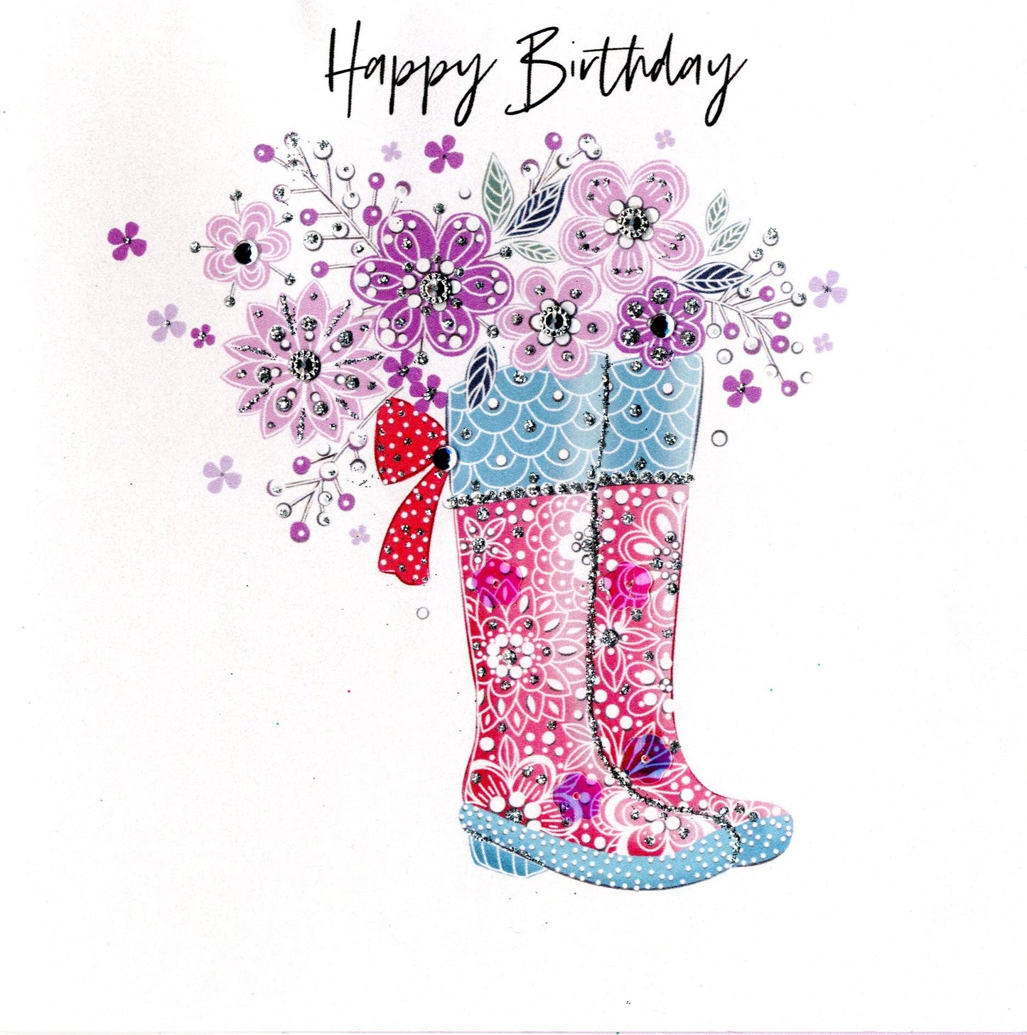 Hand-Finished Wellie Boots Birthday Greeting Card