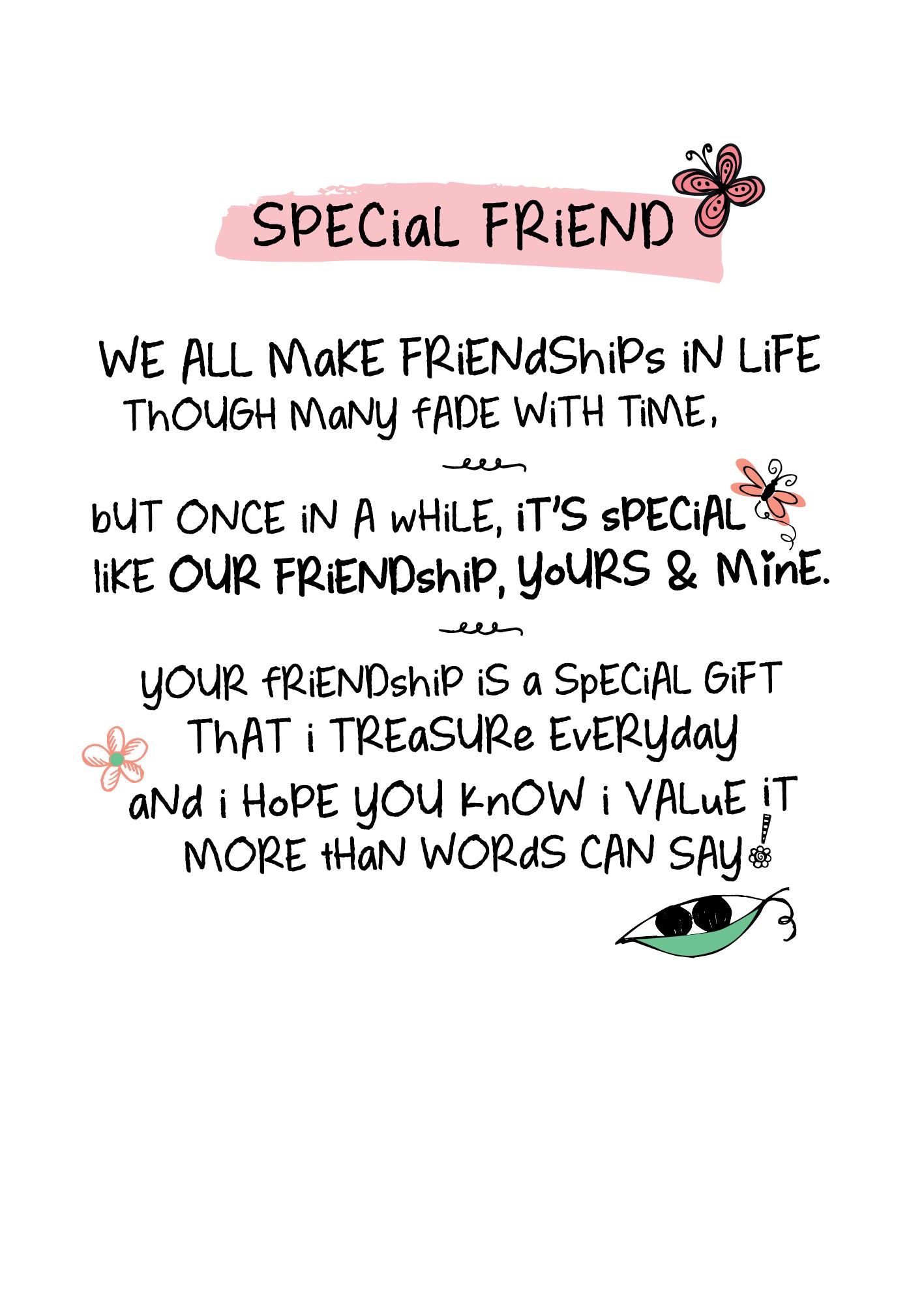 Special Friend Inspired Words Greeting Card Blank Inside