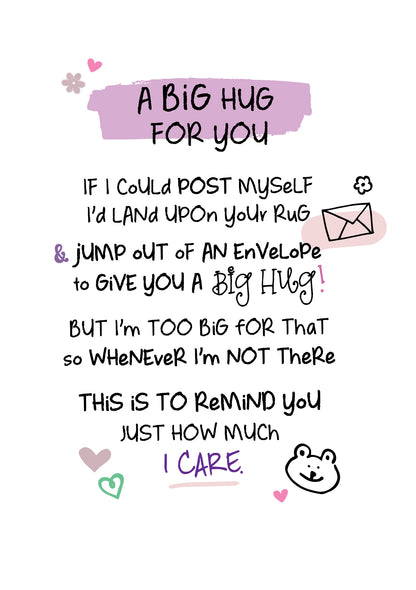 A Big Hug For You Inspired Words Greeting Card Blank Inside