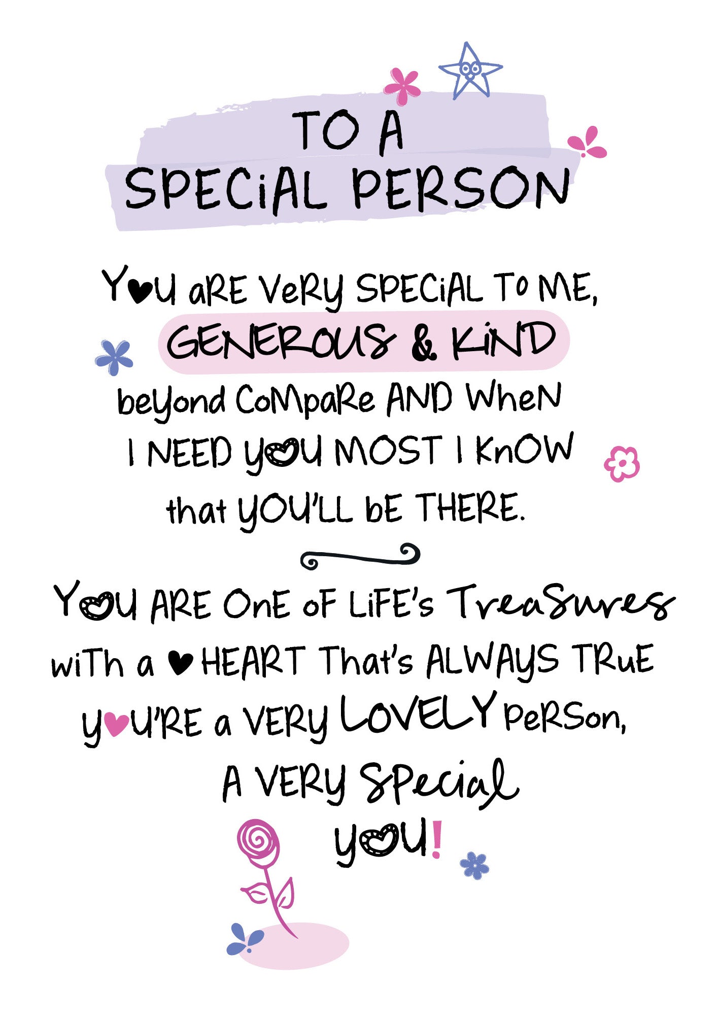 To A Special Person Inspired Words Greeting Card Blank Inside