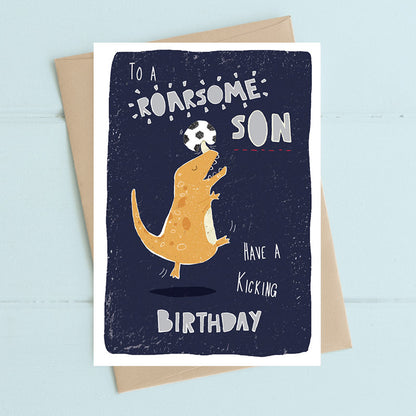 To A Roarsome Son Dinosaur Birthday Greeting Card