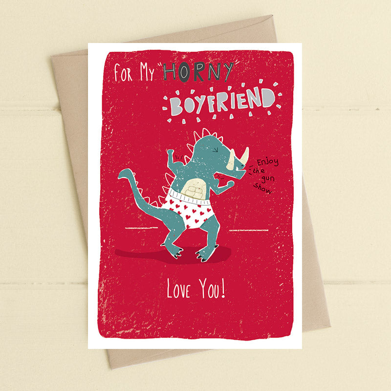For My Horny Boyfriend Love You Greeting Card