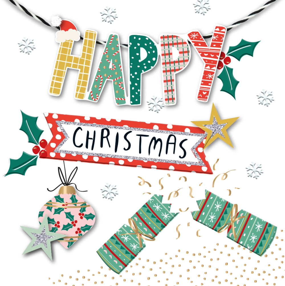 Festive Christmas Cracker & Decorations Christmas Card