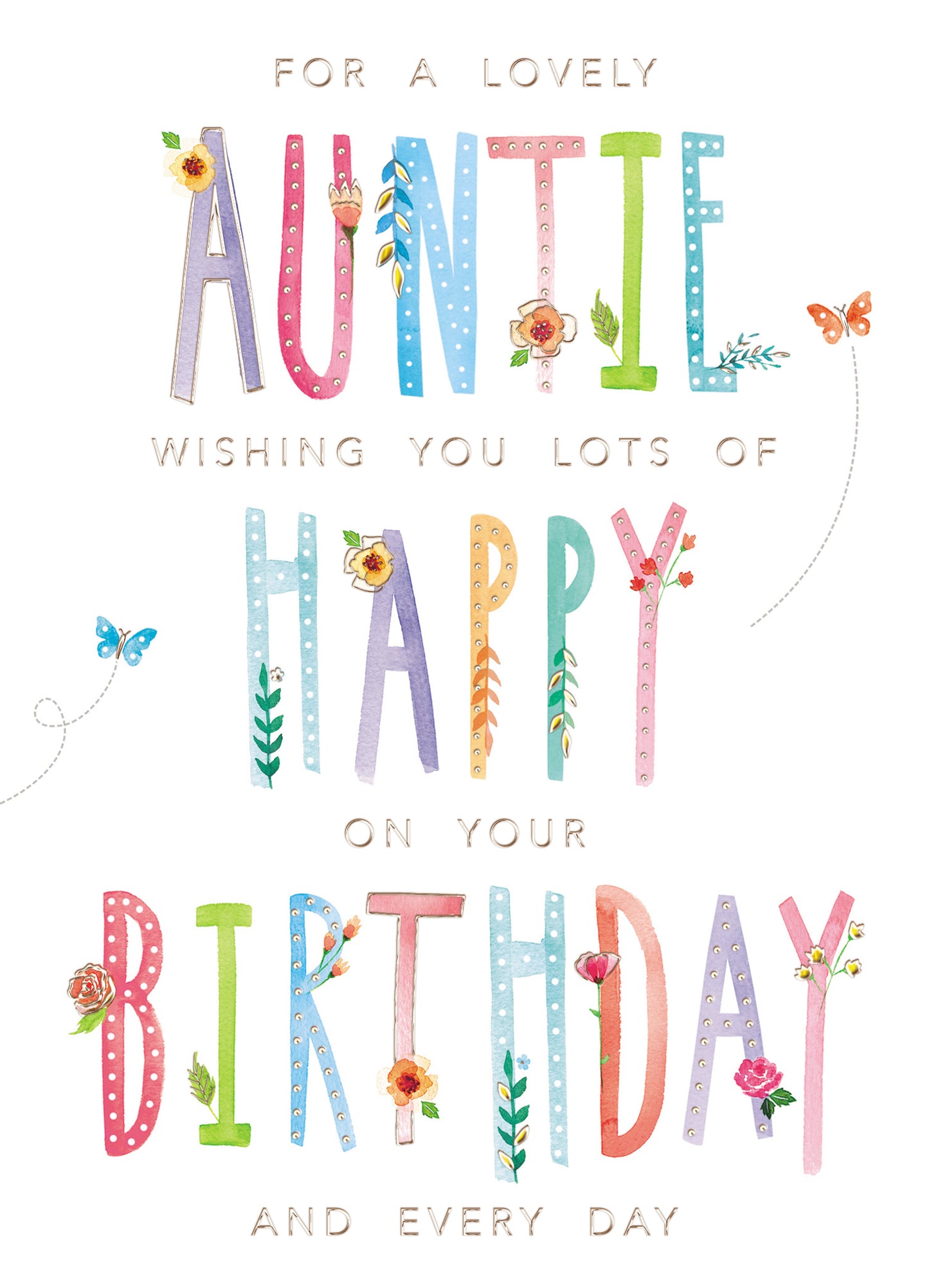 Lovely Auntie Wishing You A Happy Birthday Greeting Card