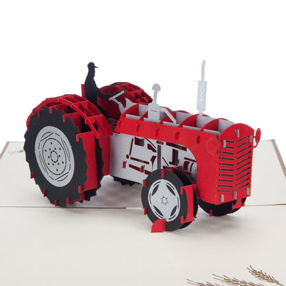 Farmers Red Tractor Pop Up Greeting Card