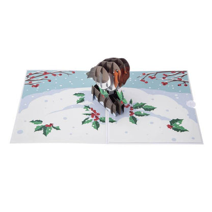 Festive Red Robin Pop Up Christmas Greeting Card