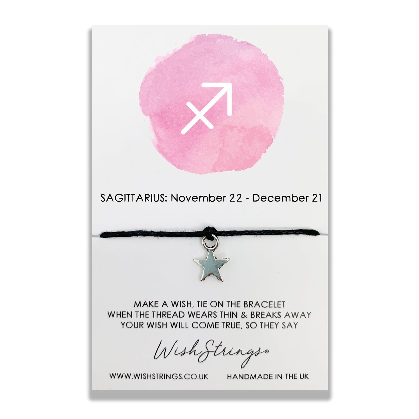 Sagittarius Zodiac Wish String Bracelet With Lucky Charm