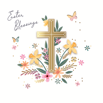 Easter Blessings Cross Embellished Easter Card