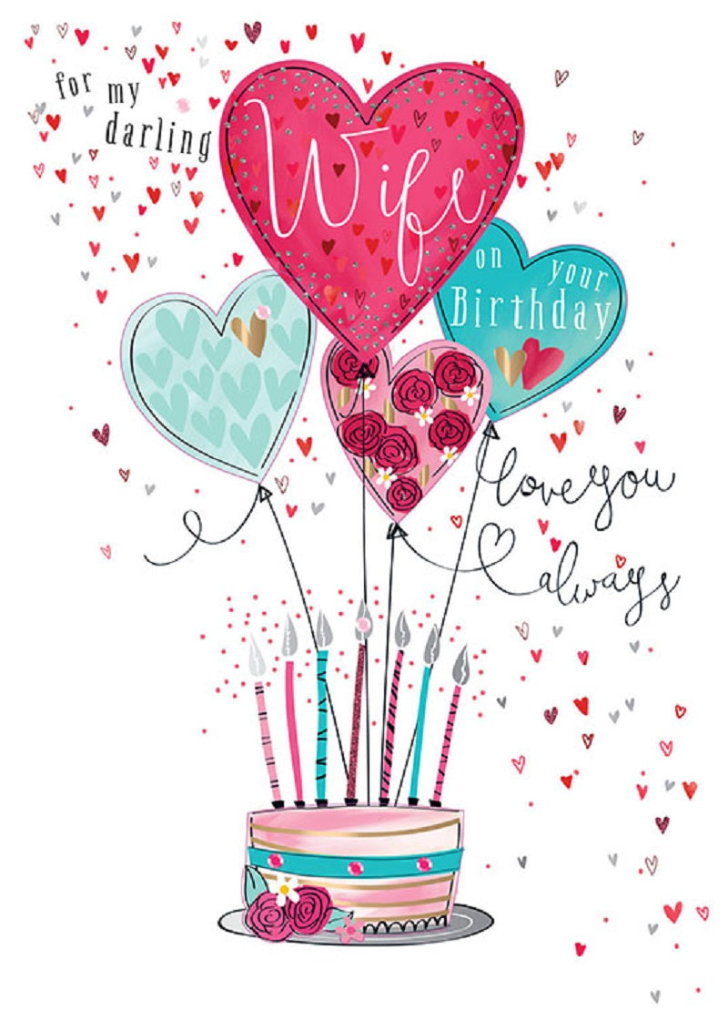 Darling Wife Embellished Birthday Greeting Card