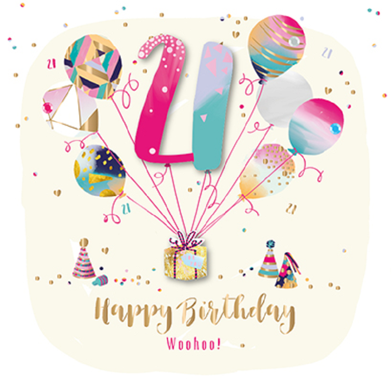 21st Woohoo! Embellished Birthday Greeting Card