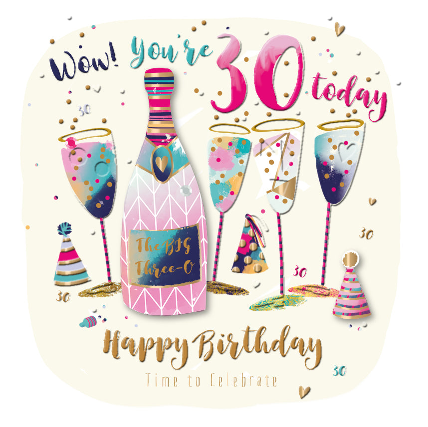 Female 30th Embellished Birthday Greeting Card