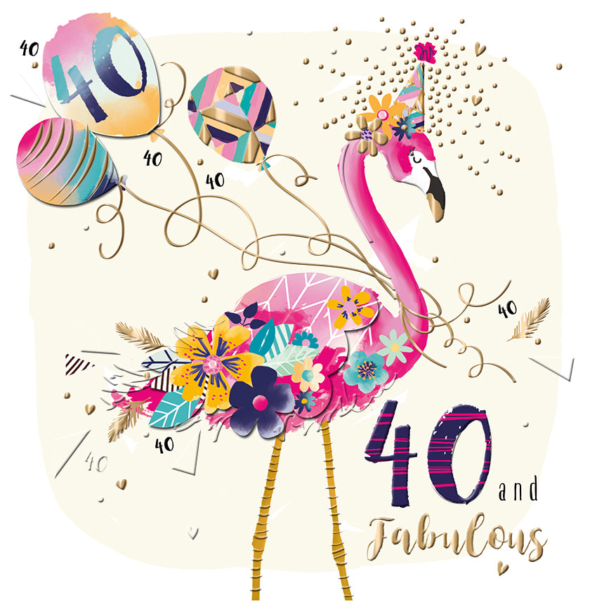 Female 40th Embellished Birthday Greeting Card