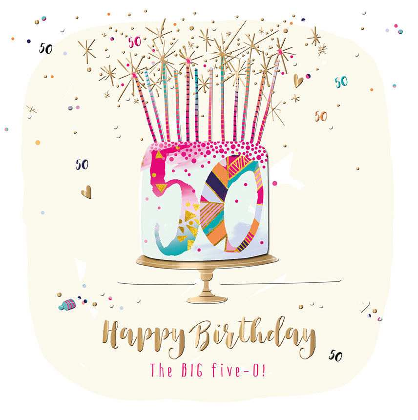 Female 50th Embellished Birthday Greeting Card
