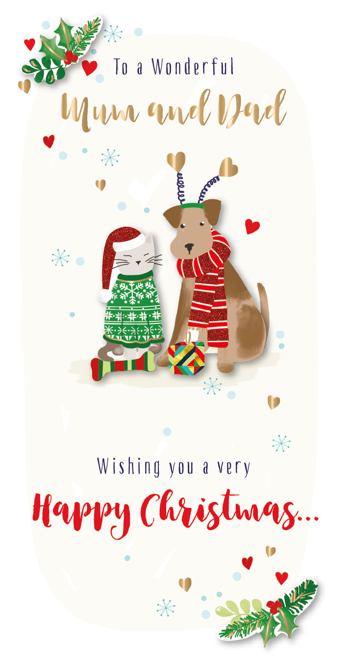 Mum & Dad Embellished Christmas Greeting Card