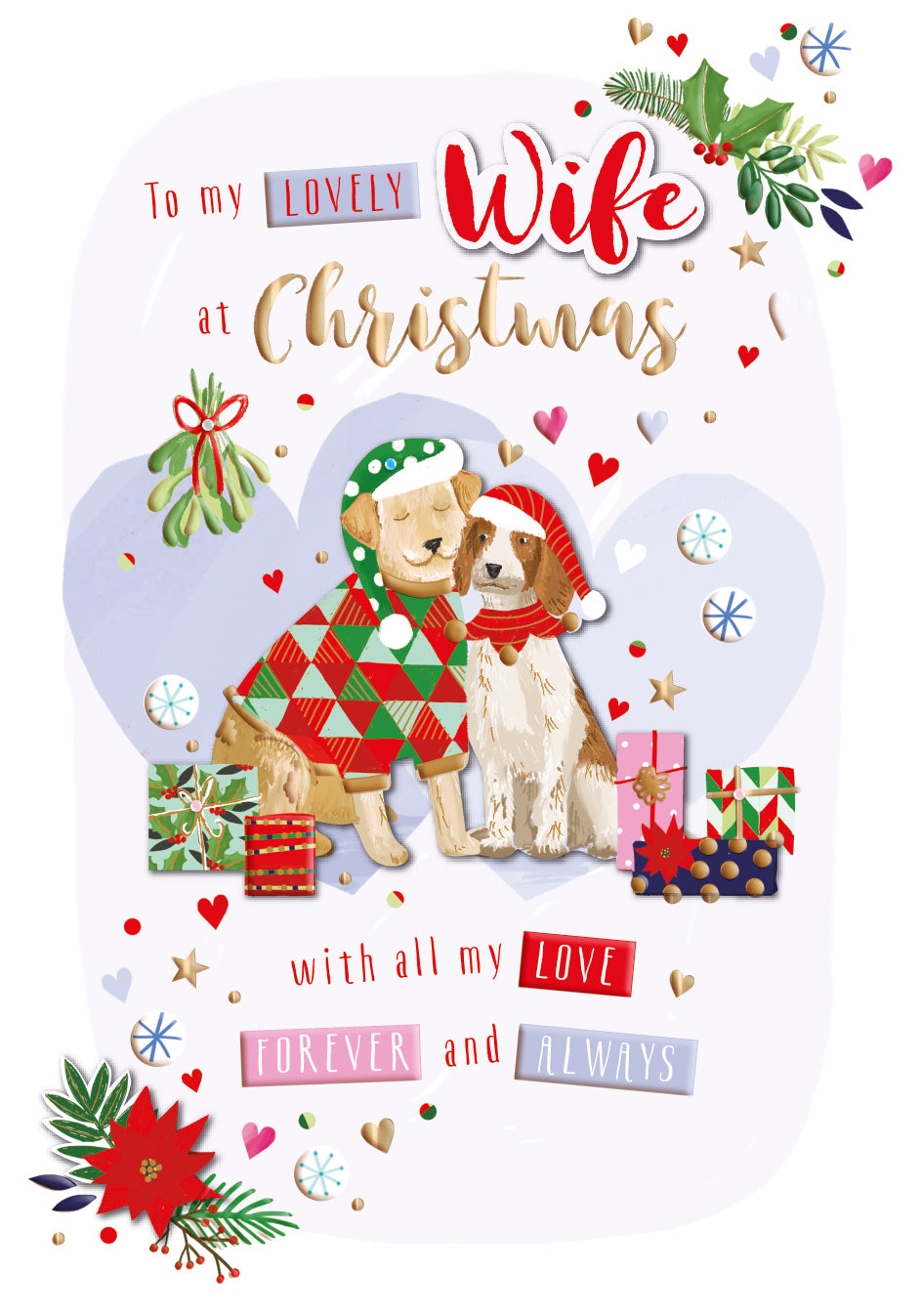 My Lovely Wife With Love Embellished Christmas Greeting Card