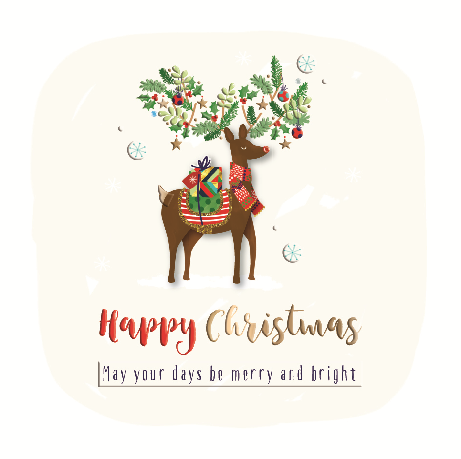 Days Be Merry And Bright Embellished Christmas Greeting Card