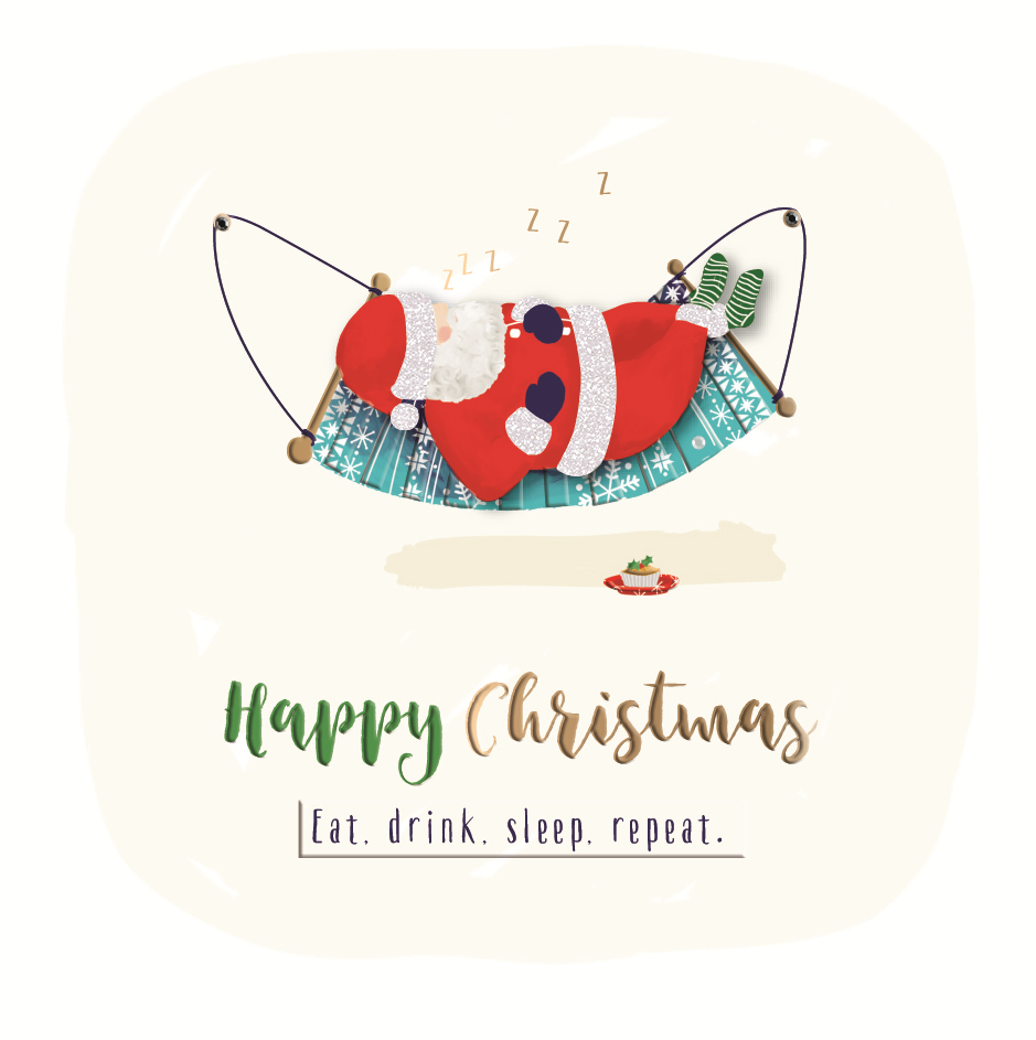 Eat, Drink, Sleep, Repeat Embellished Christmas Greeting Card